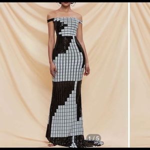 Sequin off shoulder dress. Elegant and classy. Worn ONCE for a couple hours.